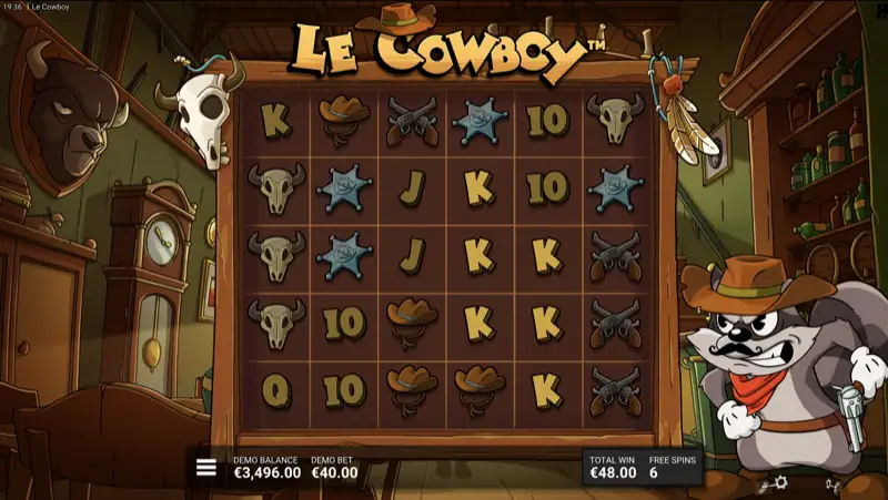 Le Cowboy High Noon Saloon free spins mode with multiplied wilds